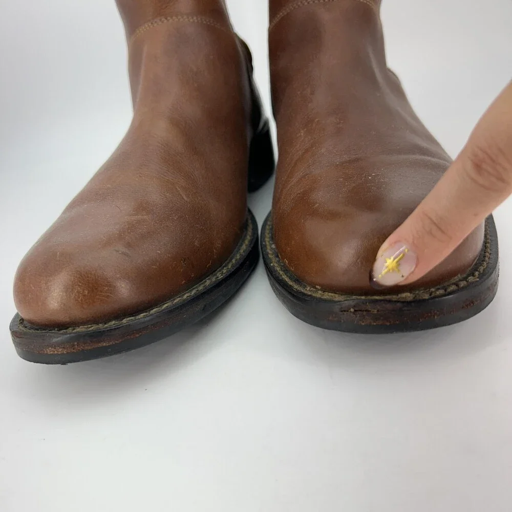 Cole Haan Boots Mens Size 10 M Brown Leather Mid Calf Zip Biker Lined Grip Sole